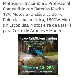 Motosierra Dooglee 16 + 2 Baterías Makita 18V