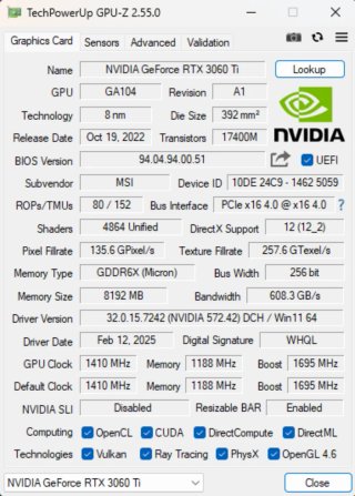 MSI RTX 3060 Ti Ventus 2X OC