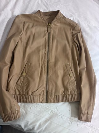 Cazadora Piel Massimo Dutti Beige