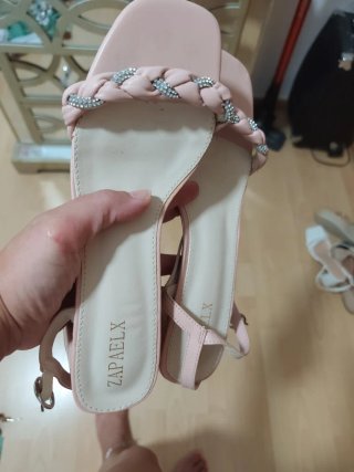 Sandalias Rosa con tacón Brillantes