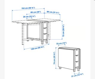 Mesa alas abatibles Ikea Norden blanca