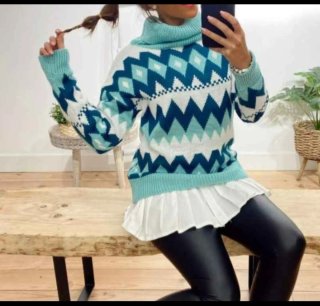 Jersey grecas cuello alto talla única