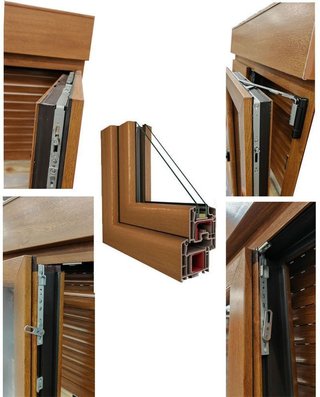 VENTANA PVC ROBLE 136x120 - 6 CÁMARAS