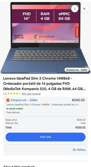 Portátil Lenovo IdeaPad slim 3 Chromebook 14M868