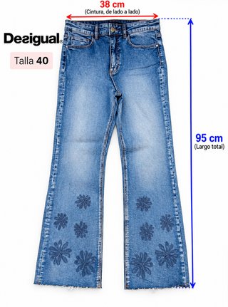 Vaqueros Desigual rectos bordados flores talla 40