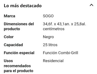 Microondas Grill SOGO SS-885 Digital 25L