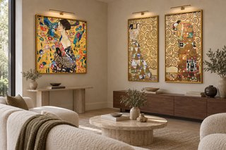 Cuadro El abrazo óleo inspirado en Klimt 60x100