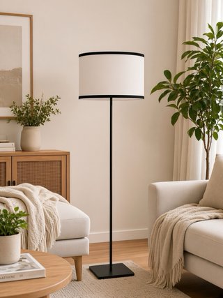Lámpara de pie elegante negra y blanca