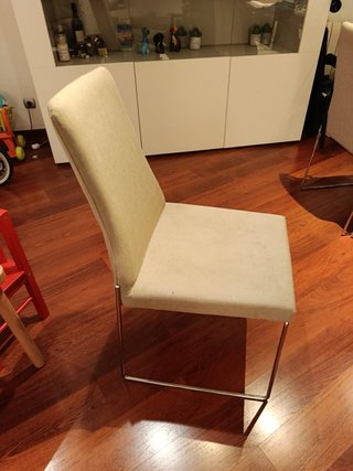 Sillas de comedor tela gris patas cromadas