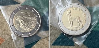 2€ pareja Malta 🇲🇹 2026 Valeta y perro del faraón.
