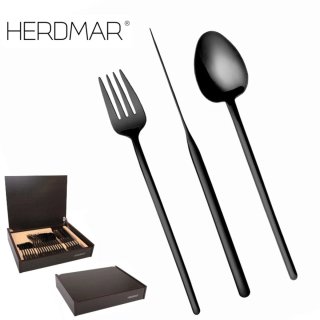 Faqueiro Herdmar Stick Preto Mate 24 Peças
