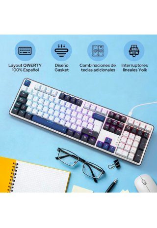 Teclado Mecánico RGB Azul y Blanco
