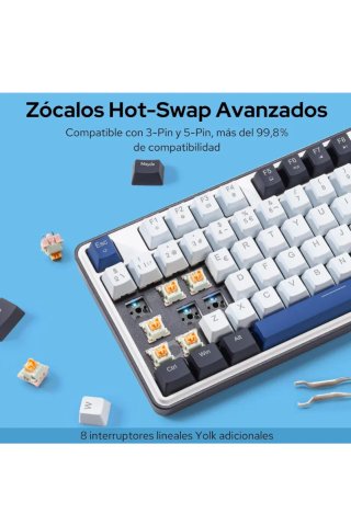 Teclado Mecánico RGB Azul y Blanco