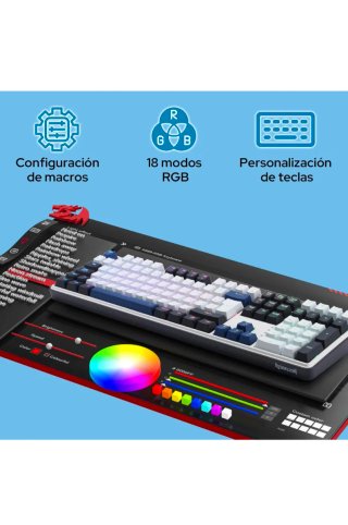Teclado Mecánico RGB Azul y Blanco