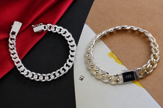 Pack 2 Pulseras Plata Cubana 925