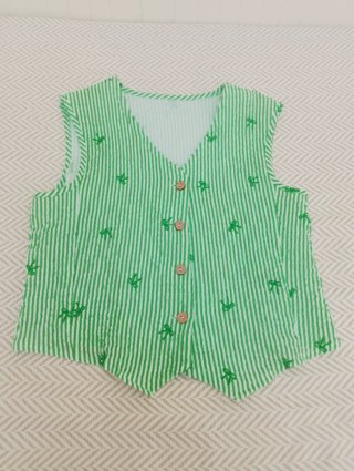 Conjunto pantalón y chaleco rayas verdes