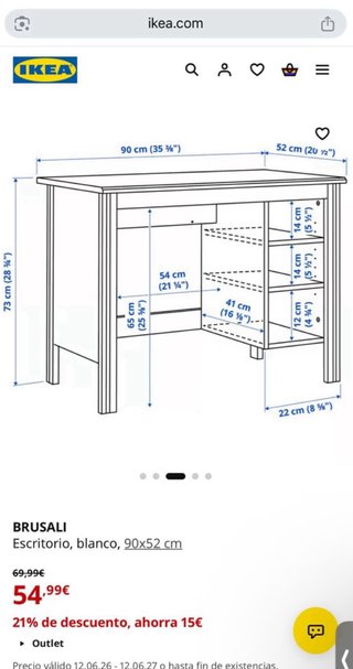 Mesa Escritorio IKEA Brusali Blanca