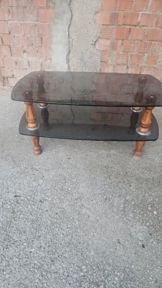 Mesa de centro vintage madera y cristal