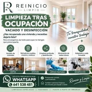 Servicios limpieza tras okupación