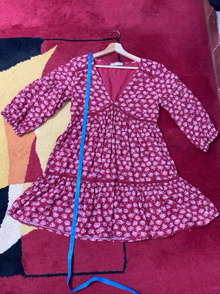 Vestido Vermelho Estampado Curto