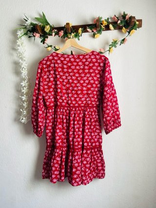 Vestido Vermelho Estampado Curto