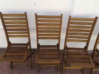 6 Sillas de madera maciza para exterior