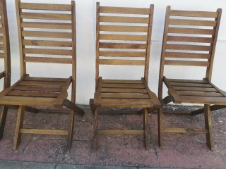 6 Sillas de madera maciza para exterior