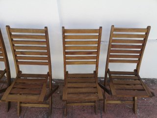 6 Sillas de madera maciza para exterior