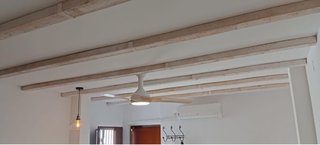 Lámpara colgante cristal y madera