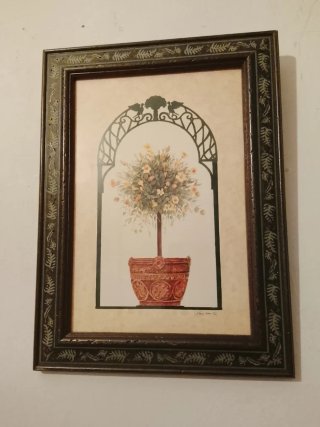 Cuadro Decorativo Árbol Morado Maceta Terracota