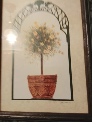 Cuadro Decorativo Árbol Morado Maceta Terracota