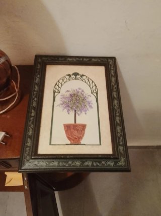 Cuadro Decorativo Árbol Morado Maceta Terracota