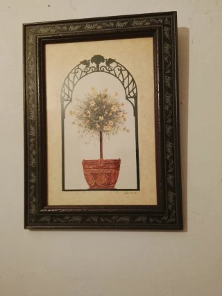 Cuadro Decorativo Árbol Morado Maceta Terracota