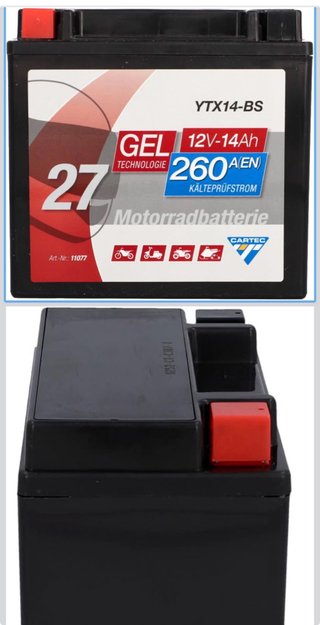 Batería Moto CARTEC YTX14-BS 14Ah 260A