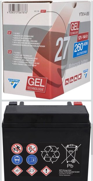 Batería Moto CARTEC YTX14-BS 14Ah 260A