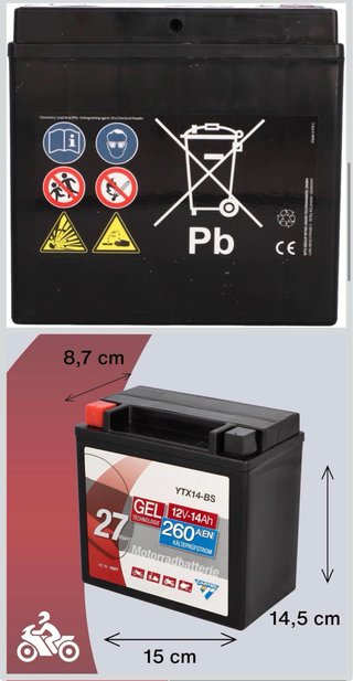 Batería Moto CARTEC YTX14-BS 14Ah 260A