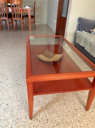 Mesa de centro madera y cristal