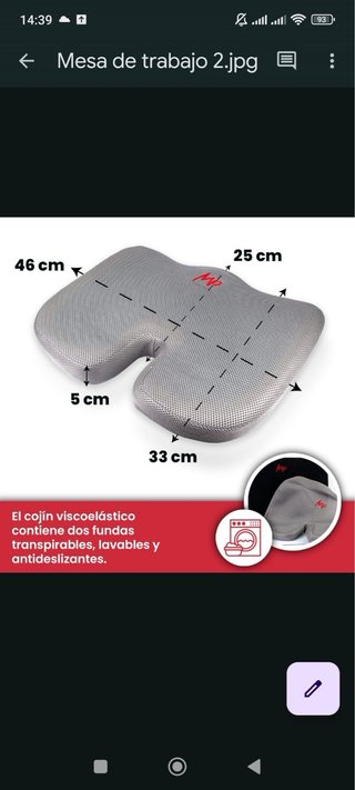 Cojín ergonómico negro/gris