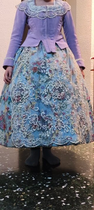 Traje de Fallera Azul y Multicolor