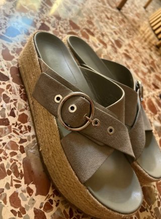 Sandalias Zara Hebillas Verde Oliva