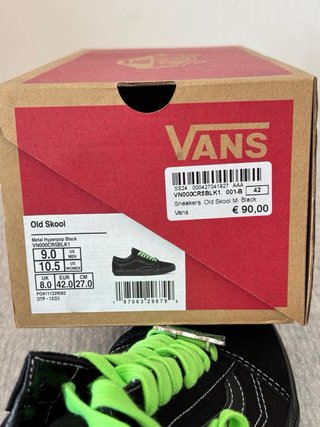 Scarpe Vans nere con lacci verdi taglia 42