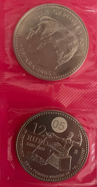 Moneda conmemorativa plata, 12€ 4 Cente El Quijote