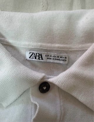 Polo de punto blanco Zara de manga corta Talla M