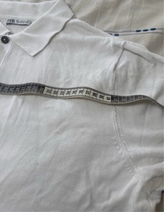 Polo de punto blanco Zara de manga corta Talla M