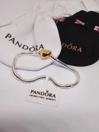 Pulsera Pandora 16cm Corazón Dorado