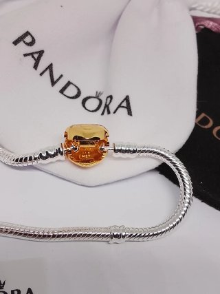 Pulsera Pandora 16cm Corazón Dorado