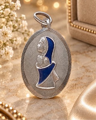 Collana vintage argento 800 medaglietta madonna