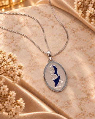 Collana vintage argento 800 medaglietta madonna