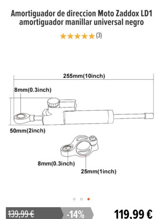 Amortiguador de dirección moto Zaddox LD1