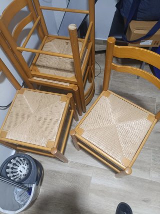 4 Sillas Cocina Nuevas Ratán y Madera